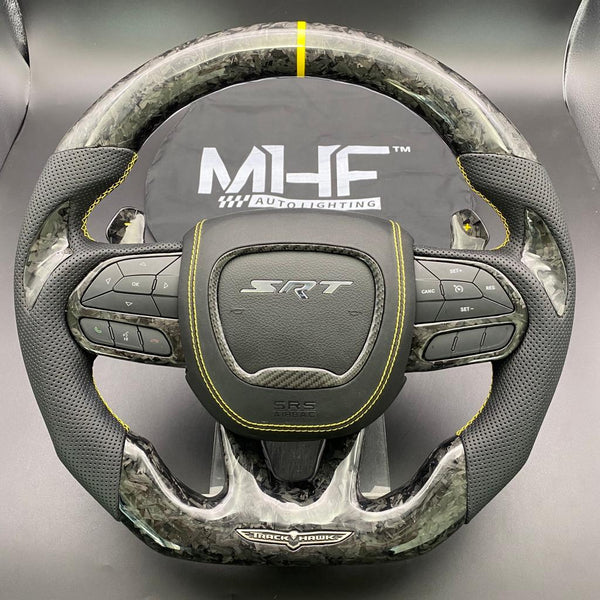 2018-2021 Carbon “Track Series” Yellow Accent Forged TrackHawk Steering Wheel