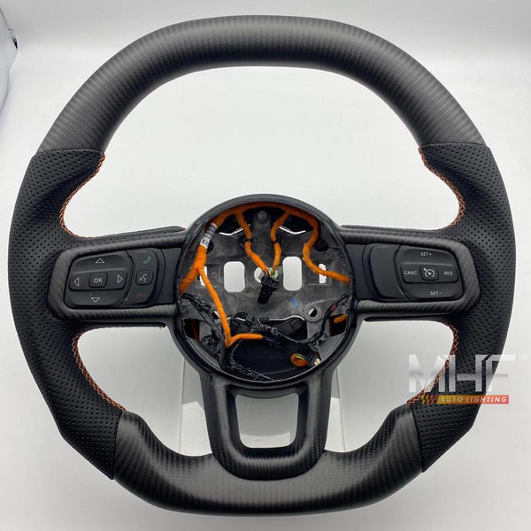 2018-2022 JT / JL “Matte Carbon /  Orange” Jeep Wrangler Steering Wheel