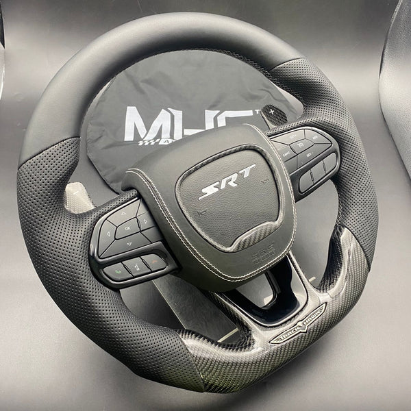 2018-2021 Carbon “Black Gloss” White Accent TrackHawk Steering Wheel