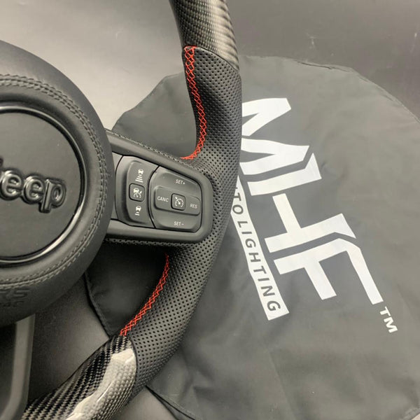 2018-2022 JT / JL “Red accent ” White Top Stripe Jeep Wrangler Steering Wheel