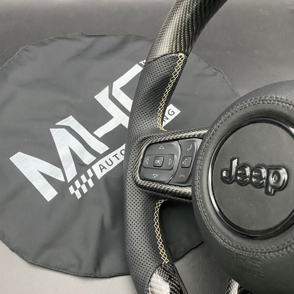 2018-2022 JT / JL Carbon “Cream Tan” Jeep Wrangler Steering Wheel