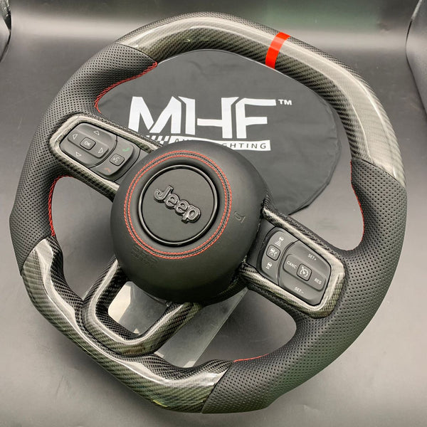 2018-2024 JT / JL “Red Accent Carbon” Jeep Wrangler Steering Wheel