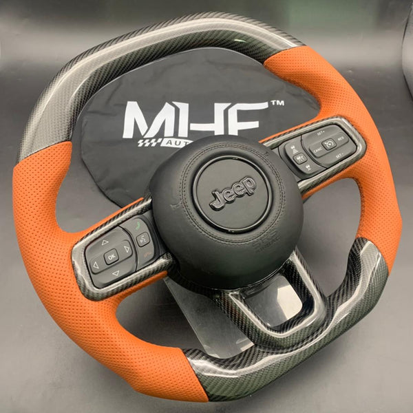 2018+JT / JL “Black Carbon Brown Accent” Jeep Wrangler Steering Wheel