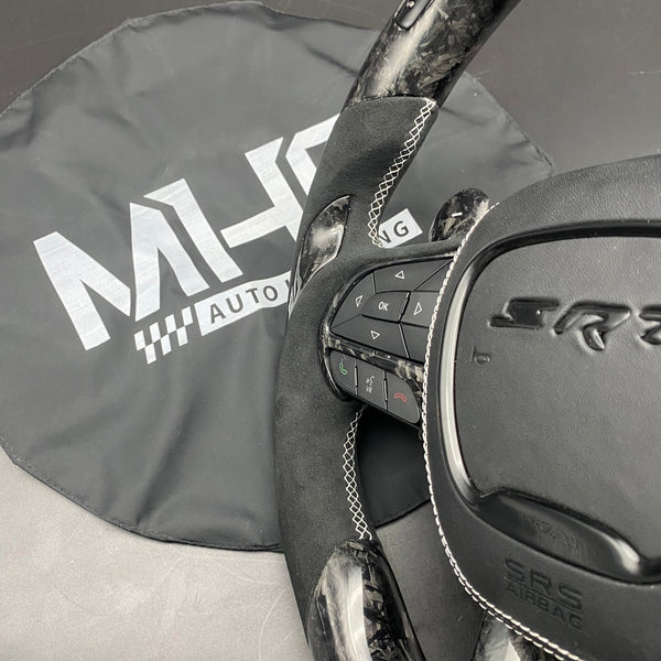 2018-2021 Carbon “Track Series” Gray Accent Forged TrackHawk Steering Wheel