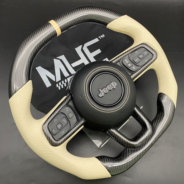 2018+ JT / JL “Light Tan Accent Carbon” Jeep Wrangler Steering Wheel