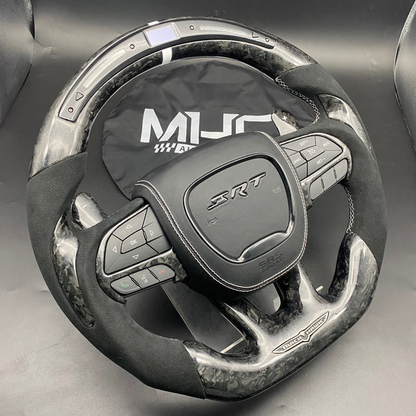 2018-2021 Carbon “Track Series” Gray Accent Forged TrackHawk Steering Wheel