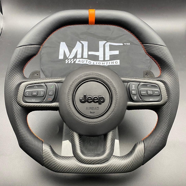 2018+ 392 Matte Carbon /  Orange” Jeep Wrangler Steering Wheel