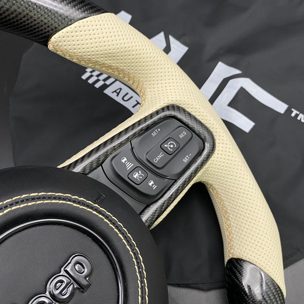 2018+ JT / JL “Light Tan Accent Carbon” Jeep Wrangler Steering Wheel