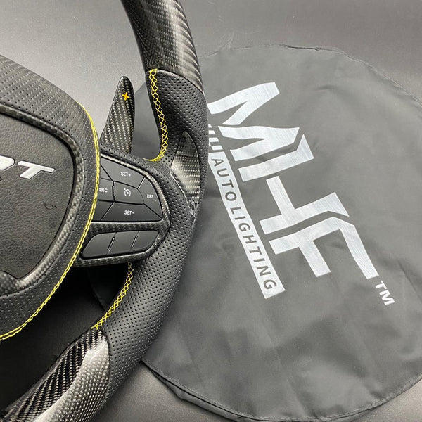 2018-2020 Carbon “Track Series” Yellow Accent TrackHawk Steering Wheel
