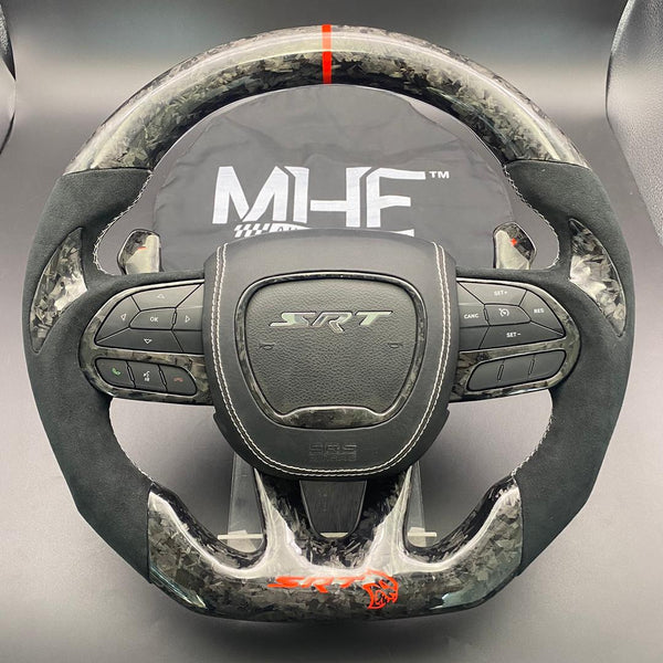 2015 -2021 Forged Carbon “Hellcat Red” Accent Steering Wheel
