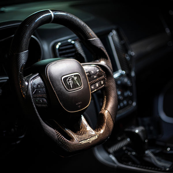 2018-2020 Carbon “Track Series” Silver Accent TrackHawk Steering Wheel