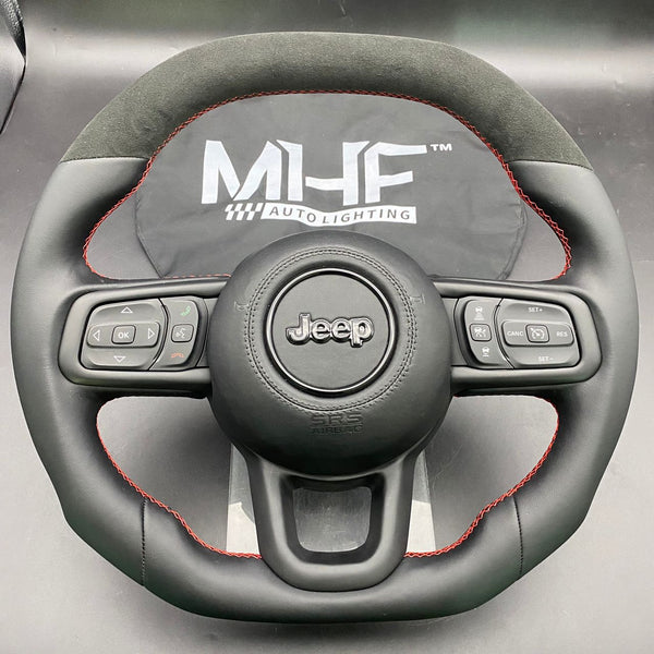 2018+ JT / JL “Smooth Leather Alcantara /  Red” Jeep Wrangler Steering Wheel