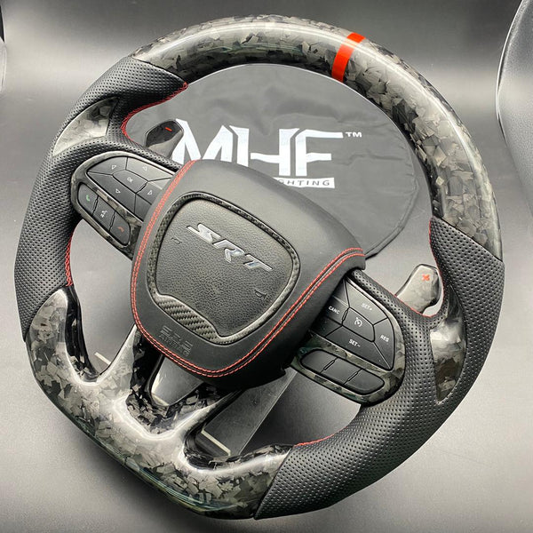2015 -2021 Forged Carbon Red Accent Steering Wheel