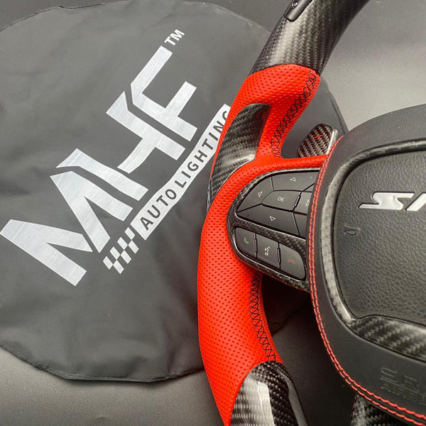 2018-2021 Carbon “Track Series” Red Leather TrackHawk Steering Wheel