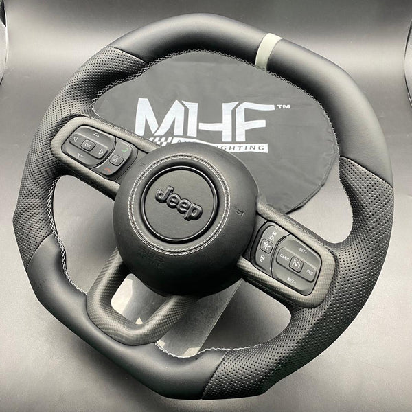 2018-2022 JT / JL “Perforated Leather /  White” Jeep Wrangler Steering Wheel