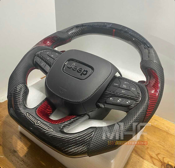 2018-2021 Carbon “Track Series” Red Carbon Accent TrackHawk Steering Wheel