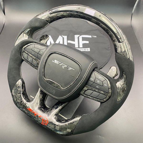 2015 -2021 Forged Carbon “Hellcat Alcantara” Red Steering Wheel