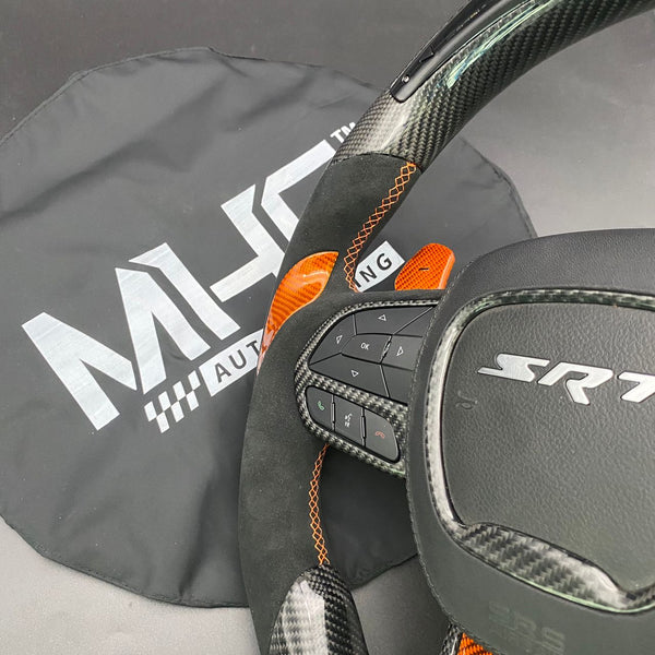 2015 -2021 Carbon “Hellcat Orange” Alcantara Steering Wheel