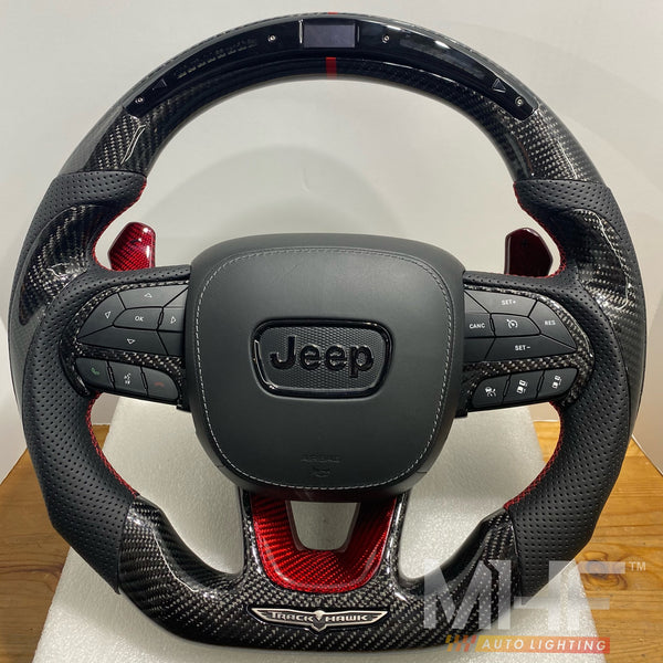 2018-2021 Carbon “Track Series” Red Carbon Accent TrackHawk Steering Wheel