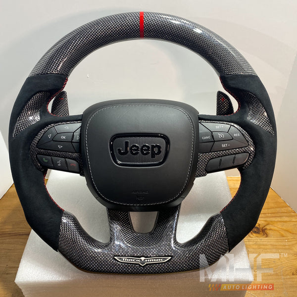 2018-2020 Carbon “Silver Carbon” Red Accent TrackHawk Steering Wheel
