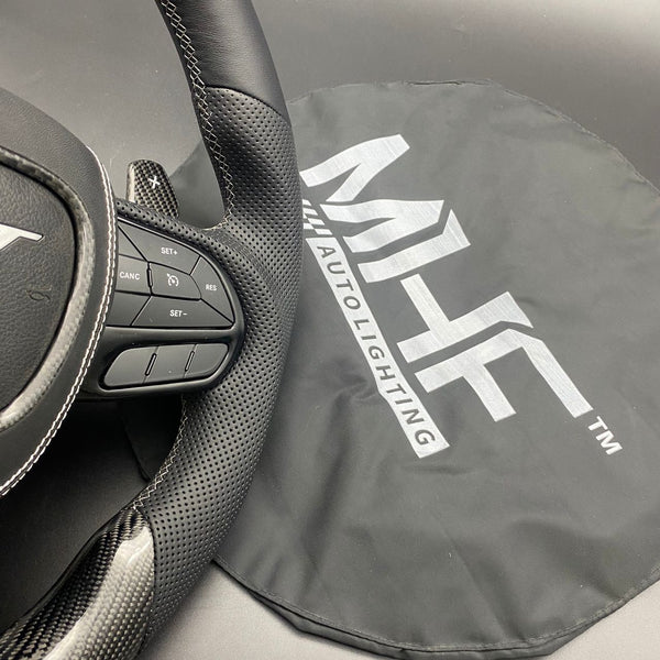2018-2021 Carbon “Black Gloss” White Accent TrackHawk Steering Wheel