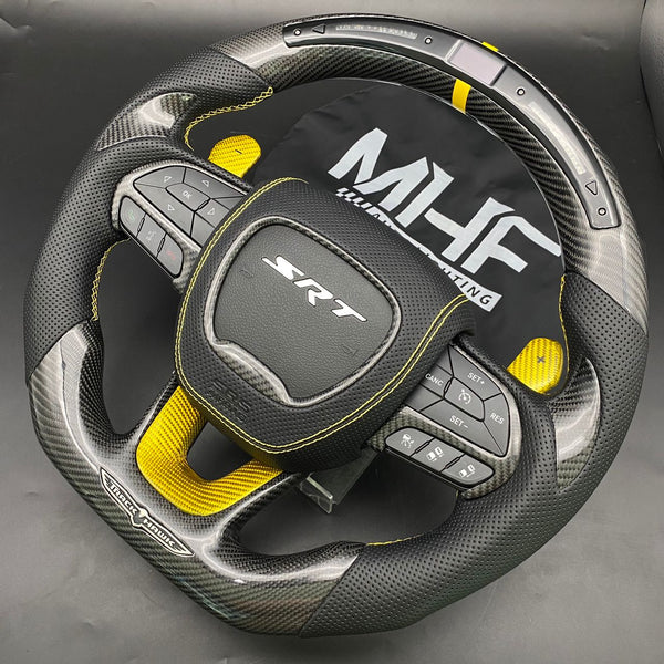 2018-2021 Carbon Yellow Accent “Track Series” TrackHawk Steering Wheel