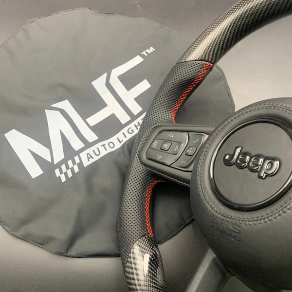 2018-2022 JT / JL “Red accent ” White Top Stripe Jeep Wrangler Steering Wheel