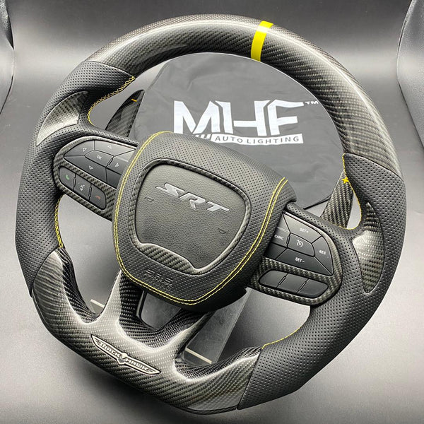 2018-2020 Carbon “Track Series” Yellow Accent TrackHawk Steering Wheel