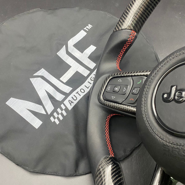 2018+ JT / JL “Smooth Leather Red Accent” Jeep Wrangler Steering Wheel