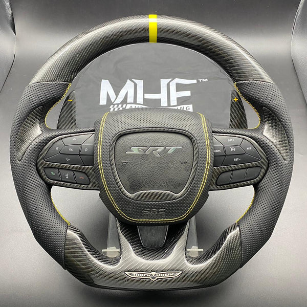 2018-2020 Carbon “Track Series” Yellow Accent TrackHawk Steering Wheel