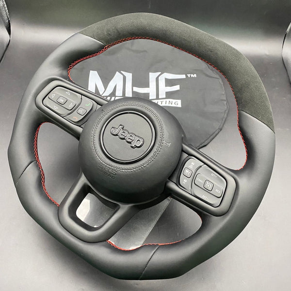 2018+ JT / JL “Smooth Leather Alcantara /  Red” Jeep Wrangler Steering Wheel