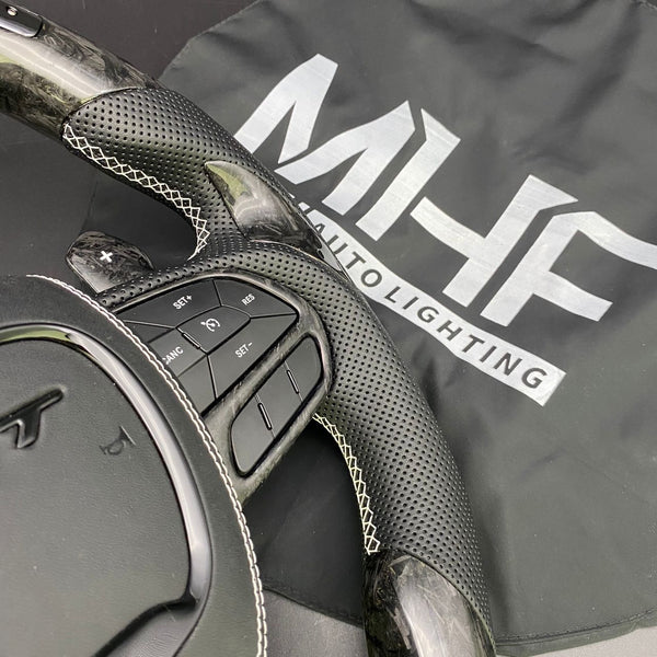 2015 -2021 Forged Carbon White Accent Steering Wheel