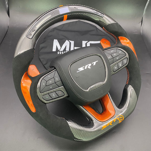 2015 -2021 Carbon “Hellcat Orange” Alcantara Steering Wheel