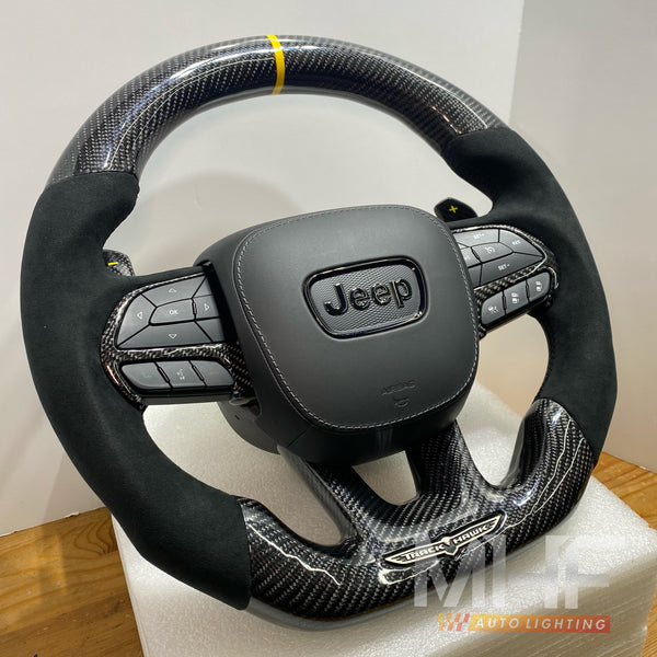2018-2021 Carbon “Track Series” Alcantara Yellow Accent TrackHawk Steering Wheel