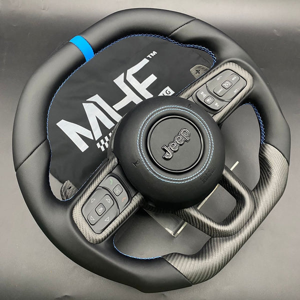 2018+ Matte Carbon / Light Blue” Jeep Wrangler Steering Wheel