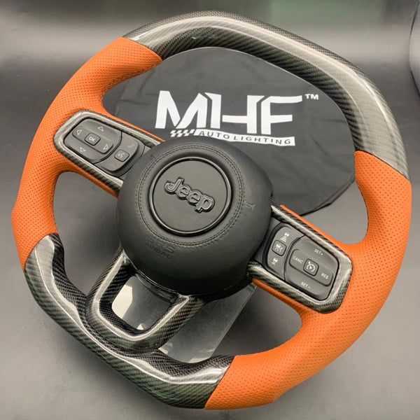 2018+JT / JL “Black Carbon Brown Accent” Jeep Wrangler Steering Wheel