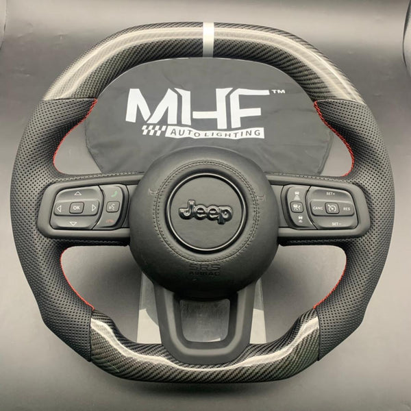 2018-2022 JT / JL “Red accent ” White Top Stripe Jeep Wrangler Steering Wheel