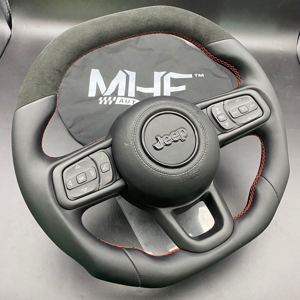 2018+ JT / JL “Smooth Leather Alcantara /  Red” Jeep Wrangler Steering Wheel