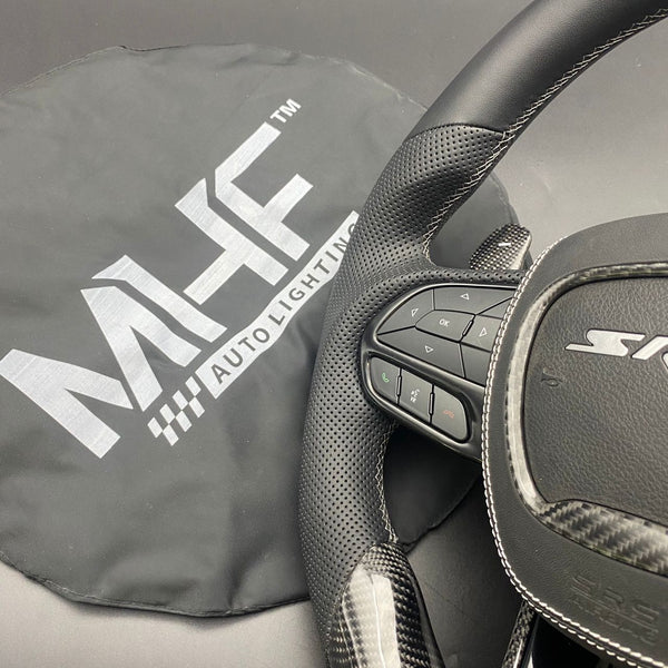 2018-2021 Carbon “Black Gloss” White Accent TrackHawk Steering Wheel