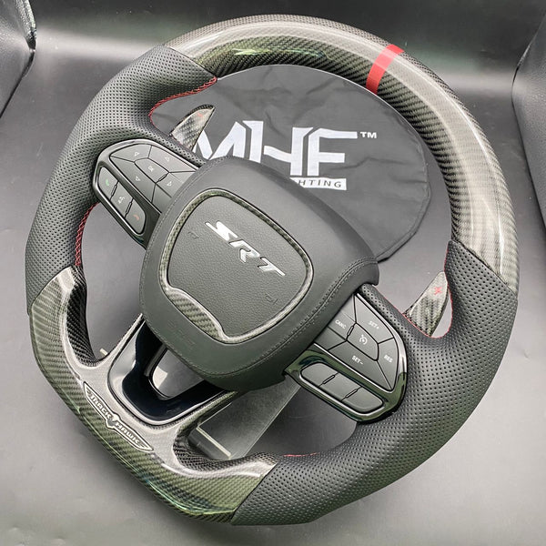 2018-2021 Carbon “Track Series” Dark Rose Accent TrackHawk Steering Wheel