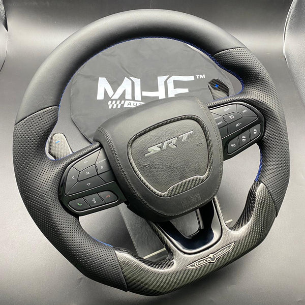 2018-2021 Carbon “Black Gloss” Blue Accent TrackHawk Steering Wheel