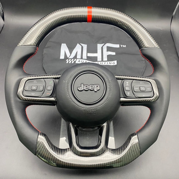 2018+ JT / JL “Smooth Leather Red Accent” Jeep Wrangler Steering Wheel