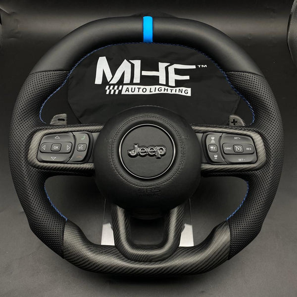 2018-2024 JT / JL “Light Blue Matte Carbon” Jeep Wrangler Steering Wheel