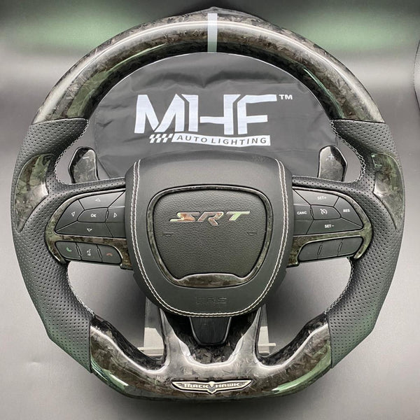 2018-2021 Carbon “Track Series” Gray Accent Forged TrackHawk Steering Wheel